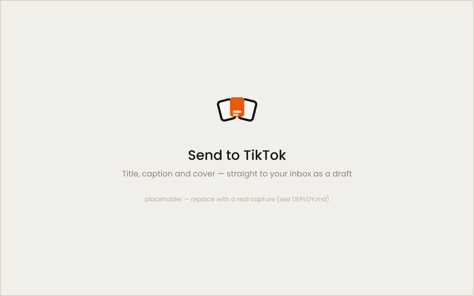 Send to TikTok dialog with title, caption, and cover slide picker